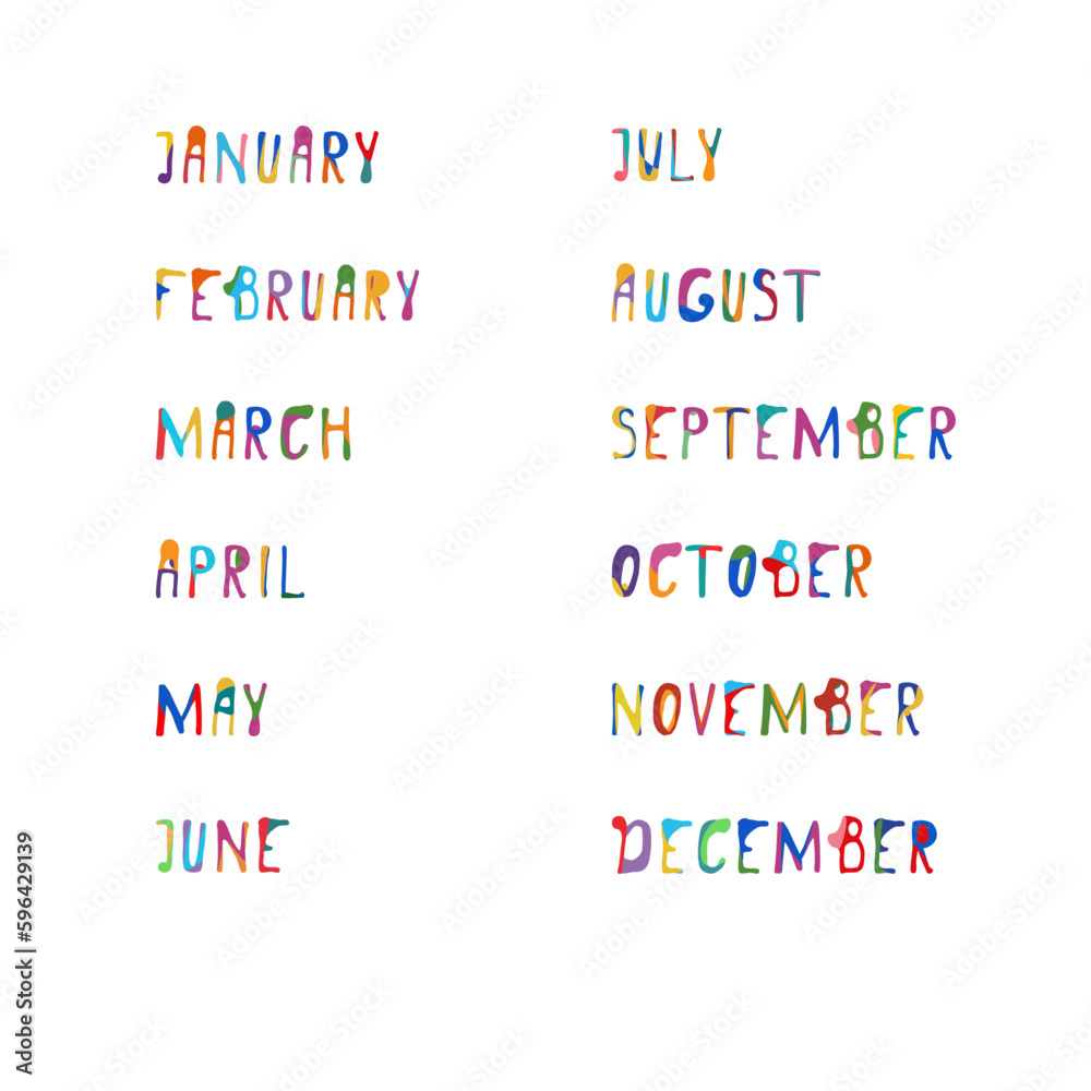 Months, calendar, 2024 year, vector illustration in English Months, calendar, 2024 year, vector illustration in English