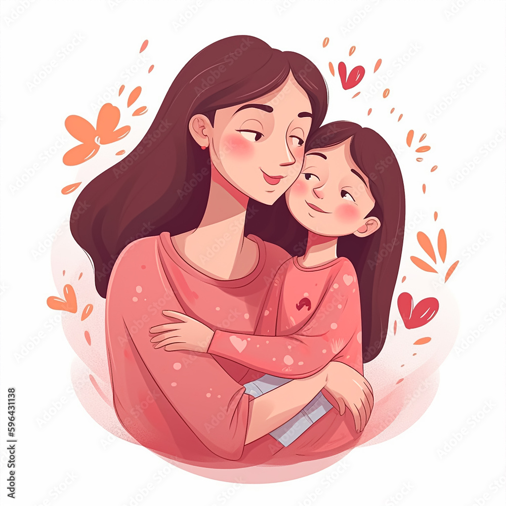 Happy Mothers Day, mom day, white background. Generative AI Happy Mothers Day, mom day, white background. Generative AI