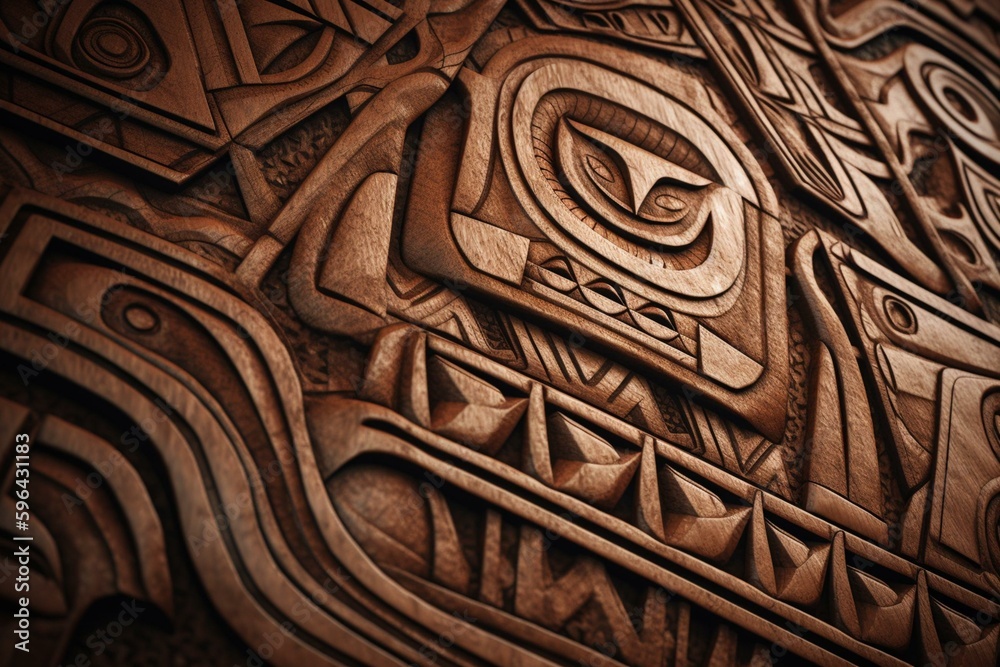 Traditional pattern of American tribal art. Seamless background with Aztec motifs. Generative AI