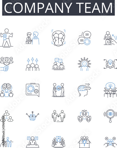 Company team line icons collection. Business group, Corporation squad, Enterprise staff, Organization gang, Firm unit, Institution crew, Company posse vector and linear illustration. Generative AI