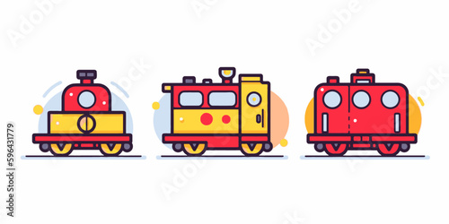 Different kind of toy train cartoon illustration children day toys game vector icon clip art design