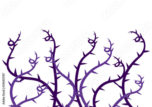 Background with curling thorns. Illustration or card for party in gothic style.