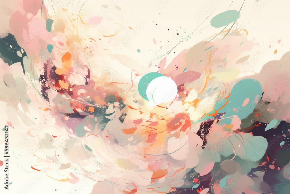 Aesthetic anime background. Symbolic elements dynamic visual space in ...