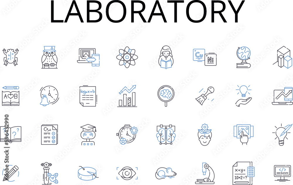Laboratory line icons collection. Workshop, Studio, Classroom, Office, Garage, Warehouse, Clinic vector and linear illustration. Workshop Studio,Surgery Room,Examination Room outline Generative AI