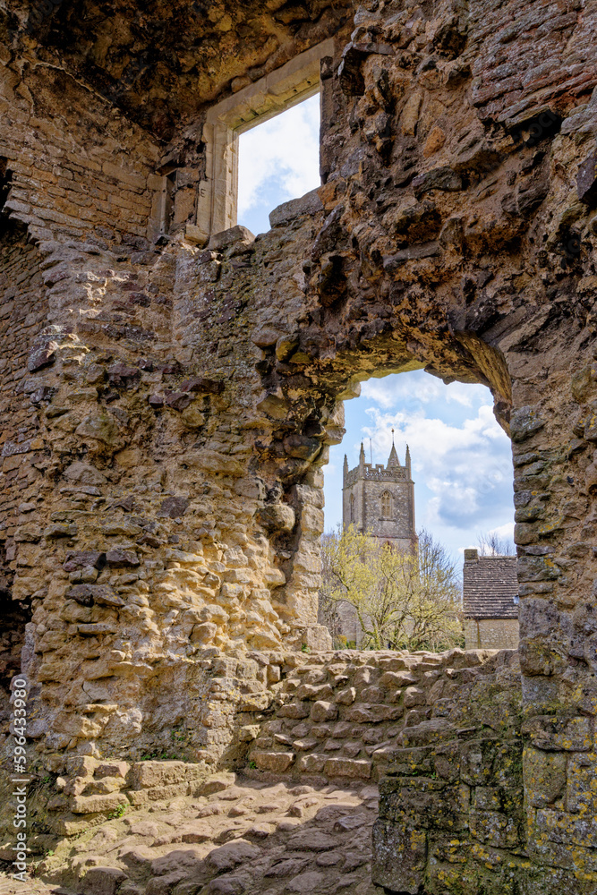 Inside walls of Nunney Castle, Somerset, England - United Kingdom