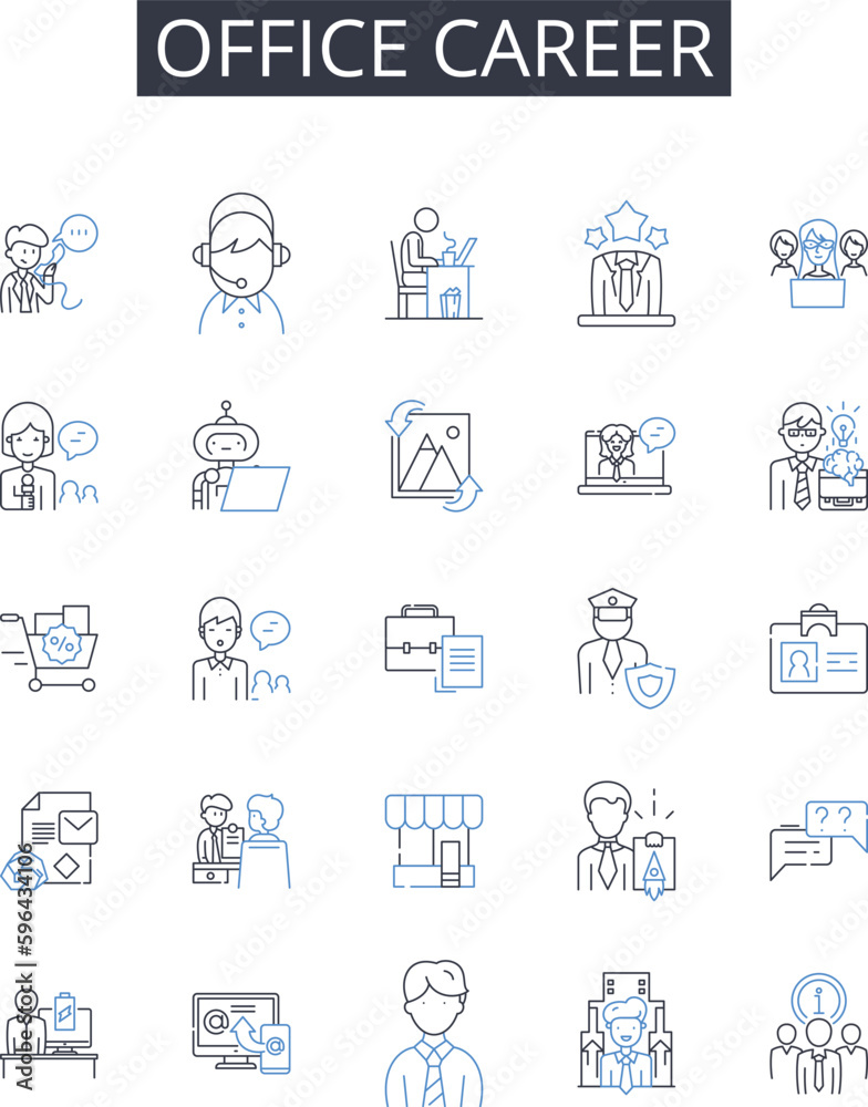 Office career line icons collection. Corporate ladder, Professional trajectory, Executive path, Business progression, Work advancement, Occupation journey, Job trajectory vector and Generative AI