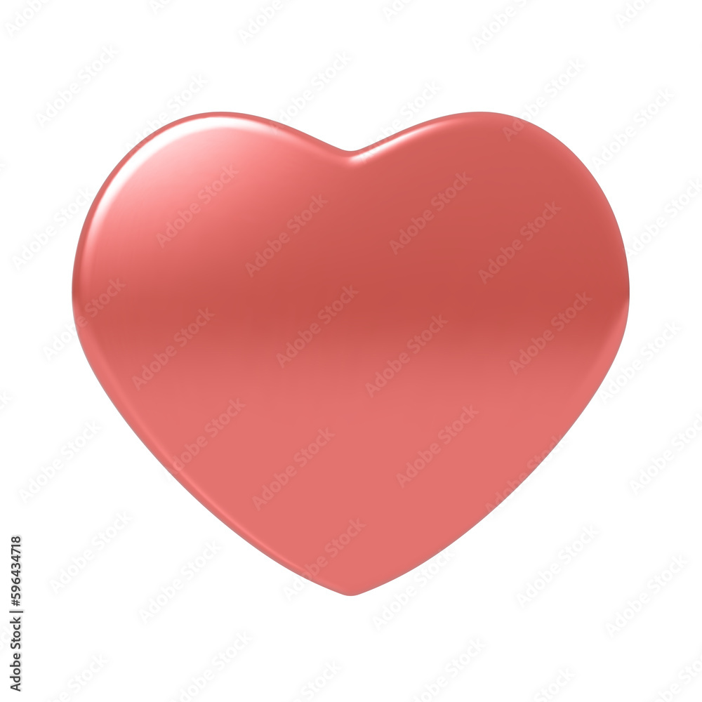 Glossy red heart icon or symbol with 3D effect. Png clipart isolated cut out on transparent background