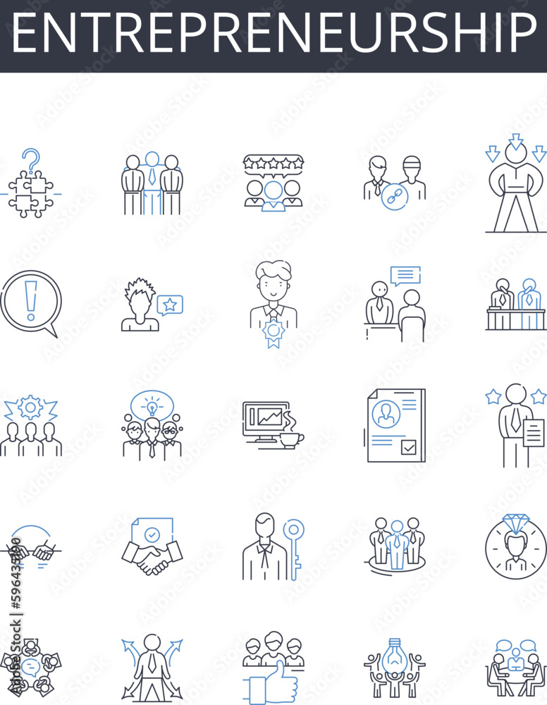 Entrepreneurship line icons collection. Creativity, Innovation, Leadership, Management, Collaboration, Partnership, Strategy vector and linear illustration. Generative AI