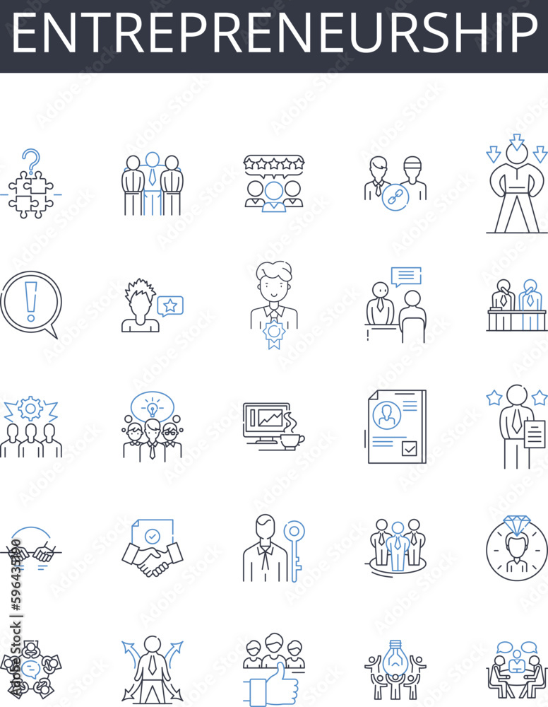 Entrepreneurship line icons collection. Creativity, Innovation, Leadership, Management, Collaboration, Partnership, Strategy vector and linear illustration. Generative AI Entrepreneurship line icons collection. Creativity, Innovation, Leadership, Management, Collaboration, Partnership, Strategy vector and linear illustration. Generative AI