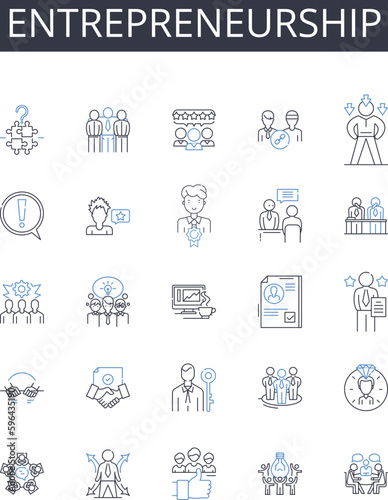 Entrepreneurship line icons collection. Creativity, Innovation, Leadership, Management, Collaboration, Partnership, Strategy vector and linear illustration. Generative AI