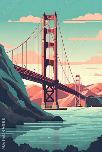 a bridge at sunset, generated Ai