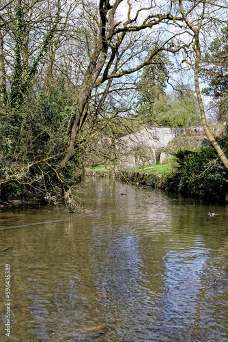 Mells River at Village of Nunney, Somerset, England