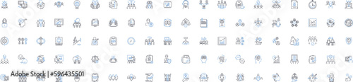 Administration office line icons collection. Efficiency, Organization, Collaboration, Teamwork, Structure, Procedures, Communication vector and linear illustration. Generative AI
