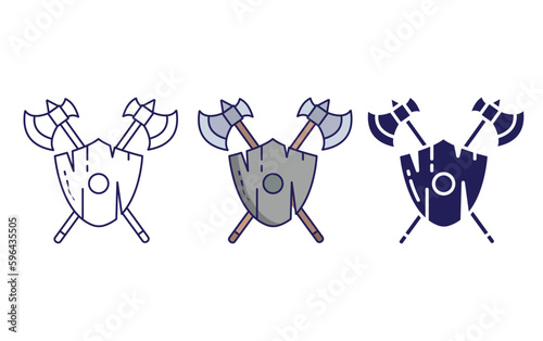Axe and Shield  vector icon