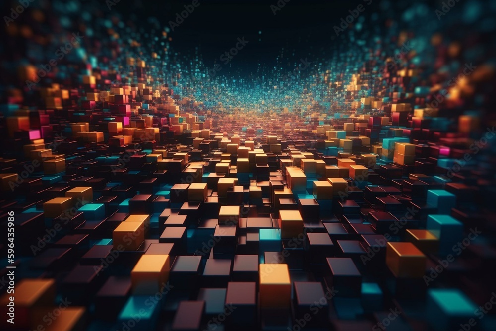 Obraz premium Colorful square and line abstract background. Generative AI