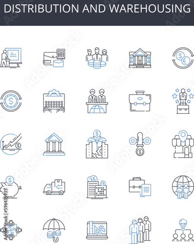 Distribution and warehousing line icons collection. Urgent, Convenient, Quick, Accessible, Affordable, Primary care, Minor emergencies vector and linear illustration. Generative AI
