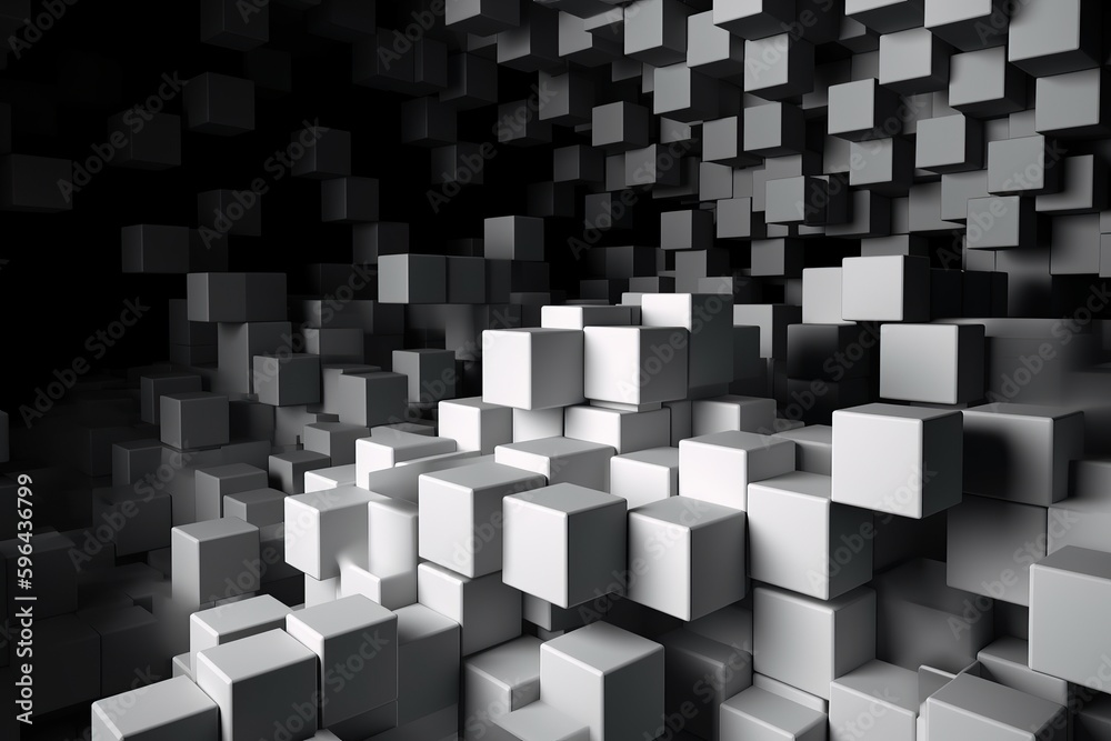 Obraz premium Black 3D geometric square background created by Generative AI