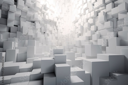 White 3D geometric square background created by Generative AI