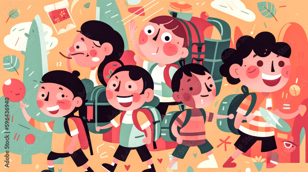 Hand-drawn character design was created for back-to-school fun - generative ai Hand-drawn character design was created for back-to-school fun - generative ai