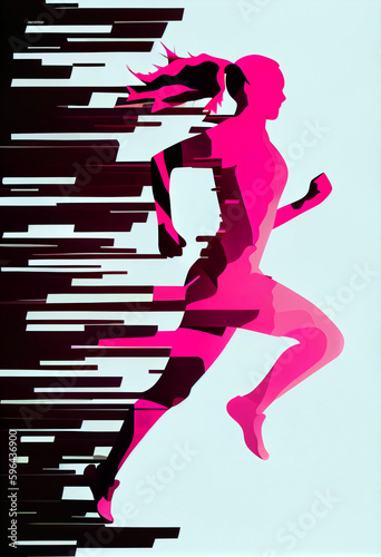 silhouette of a woman running vector illustration, generative ai