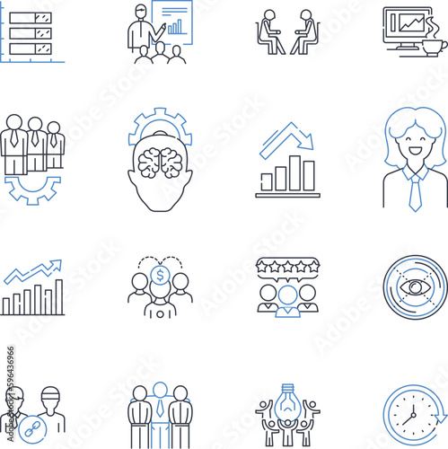 Agency worker line icons collection. Temporary, Contract, Freelance, Flexibility, Experience, Skillful, Management vector and linear illustration. Recruitment,Professional,Diversity Generative AI
