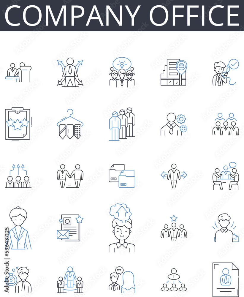 Company office line icons collection. Adventure, Explore, Wanderlust, Culture, Hike, Foodie, Road trip vector and linear illustration. Scenery,Beach,Safari outline signs set Generative AI