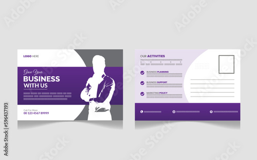 Creative Corporate, business or marketing  postcard template design.Modern postcard template