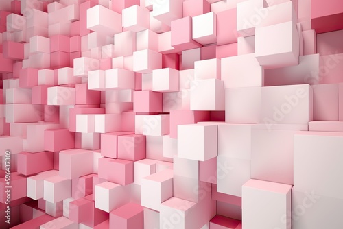 Pink 3D geometric square background created by Generative AI