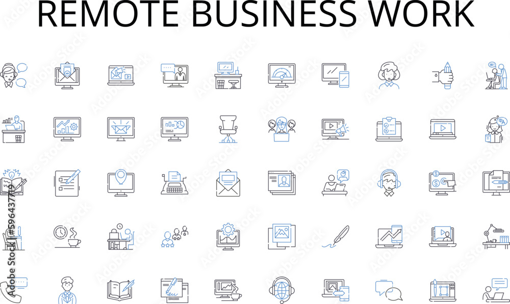 Remote business work line icons collection. Billing, Coding, Compliance, Claims, Records, Insurance, Reimbursement vector and linear illustration. Electronic,Documentation,HIPAA outline Generative AI
