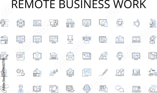 Remote business work line icons collection. Billing, Coding, Compliance, Claims, Records, Insurance, Reimbursement vector and linear illustration. Electronic,Documentation,HIPAA outline Generative AI