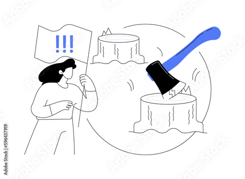 Deforestation abstract concept vector illustration.