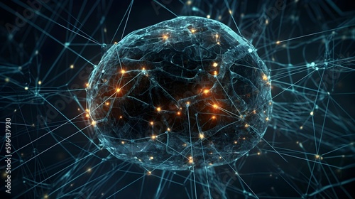 Representation of a neural network of an Artificial Intelligence. Abstract background  wallpaper or image for an article.