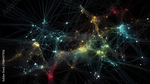 Representation of a neural network of an Artificial Intelligence. Abstract background, wallpaper or image for an article.