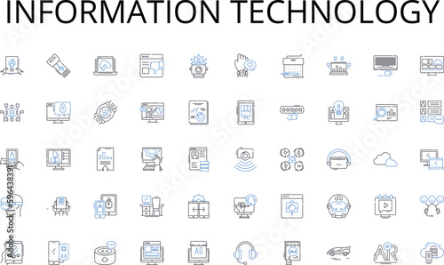 Information technology line icons collection. Funding, Innovation, Investment, Startups, Entrepreneurs, Seed, Growth vector and linear illustration. Risk,Capital,Equity outline signs set Generative AI