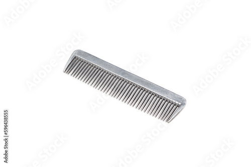 Aluminum vintage hairbrush made in the USSR, on a white background