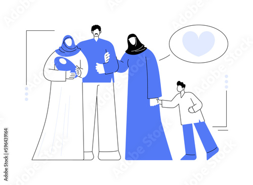 Polygamy abstract concept vector illustration.