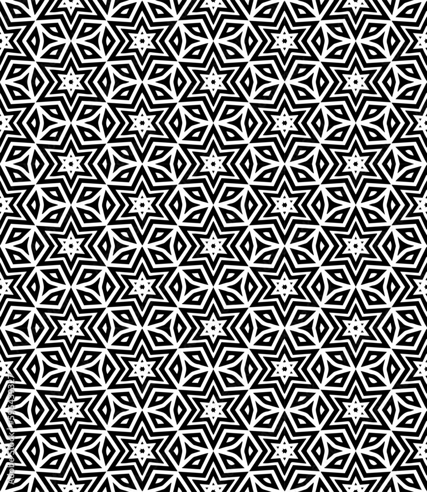 Black and white seamless abstract pattern. Background and backdrop. Grayscale ornamental design. Mosaic ornaments. Vector graphic illustration. EPS10. Black and white seamless abstract pattern. Background and backdrop. Grayscale ornamental design. Mosaic ornaments. Vector graphic illustration. EPS10.
