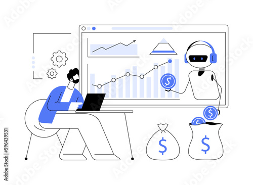 Artificial intelligence in financing abstract concept vector illustration.