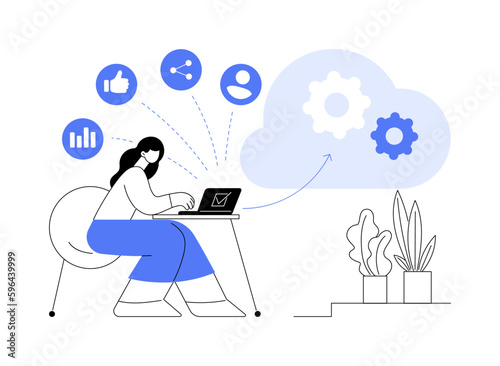Cloud based engine abstract concept vector illustration.