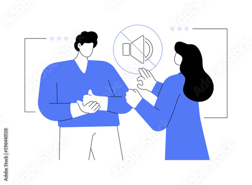 Sign language conversation abstract concept vector illustration.