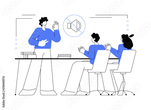 Sign language classes abstract concept vector illustration.