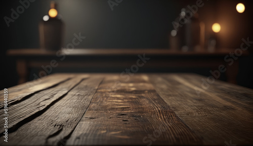Obraz na płótnie Empty wooden table in a pub or restaurant