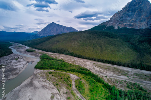 Aerial drone image of the sand bars on the braided middle fork of the Koyukuk River in North Central Alaska near the Dalton Highway