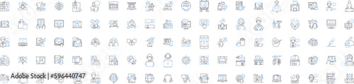 Self-employed line icons collection. Independent, Entrepreneur, Freelancer, Sole proprietor, Self-made, Boss, Innovator vector and linear illustration. Creative,Risk-taker,Leader outline Generative AI