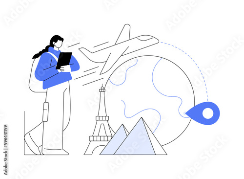 Traveling the world abstract concept vector illustration.
