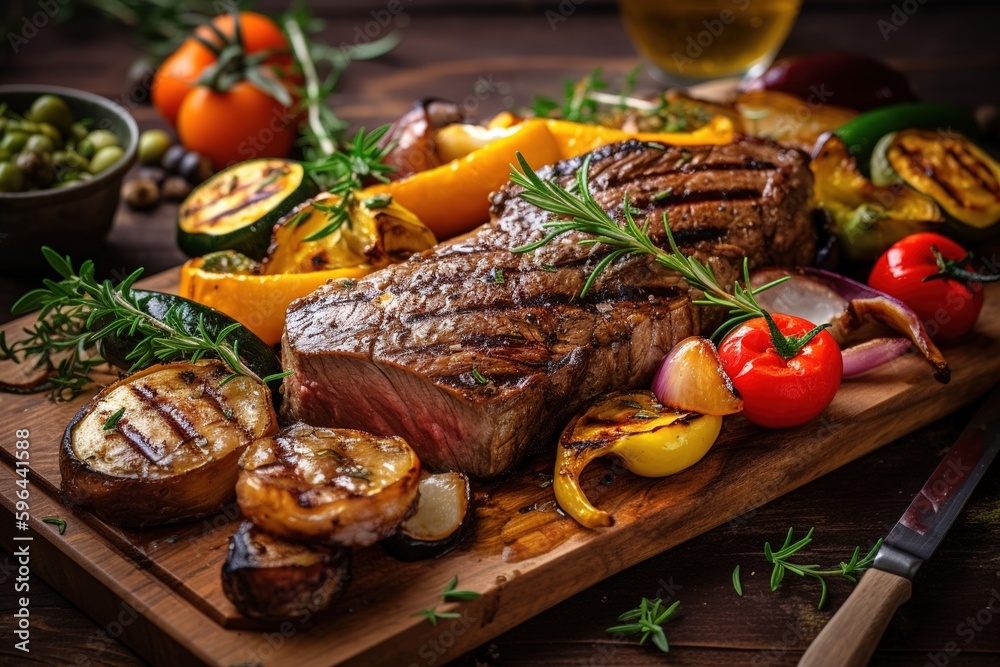 grilled steak with vegetables grilled steak with vegetables