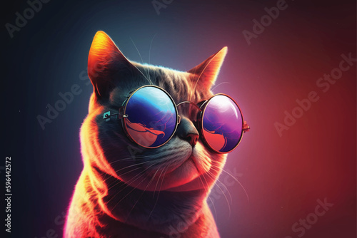 Cool cat with space sunglasses,.