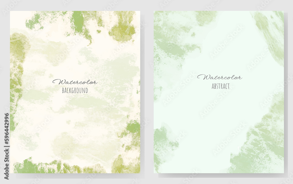 Watercolor abstract template background set. Hand drawn illustration isolated on white.