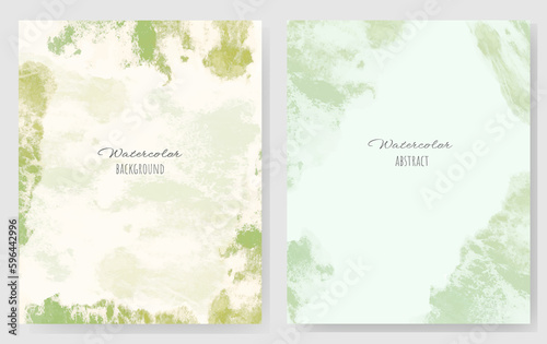 Watercolor abstract template background set. Hand drawn illustration isolated on white.