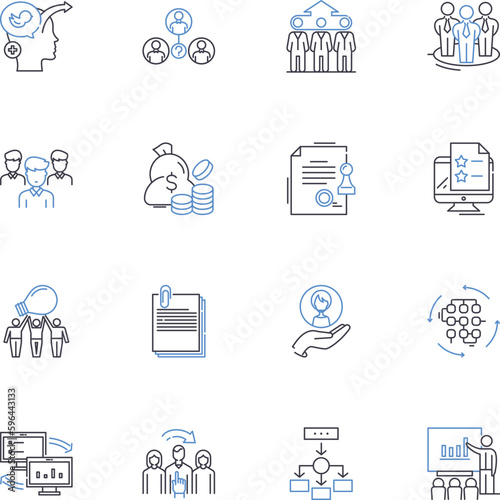 Efficiency line icons collection. Productivity, Optimization, Streamlining, Effectiveness, Punctuality, Precision, Economy vector and linear illustration. Generative AI